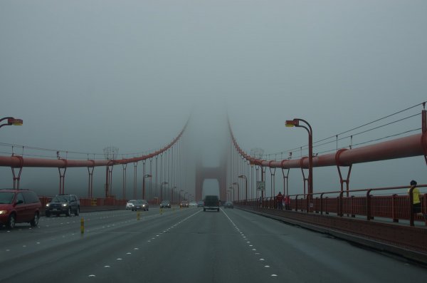 Golden Gate Bridge in the usual fog