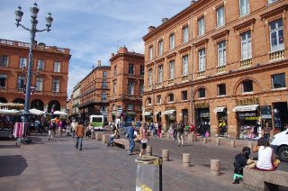 Typical architecture in Toulouse: the red  brick stones