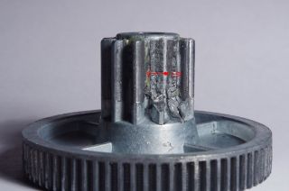 Bruchstelle am Zahnrad